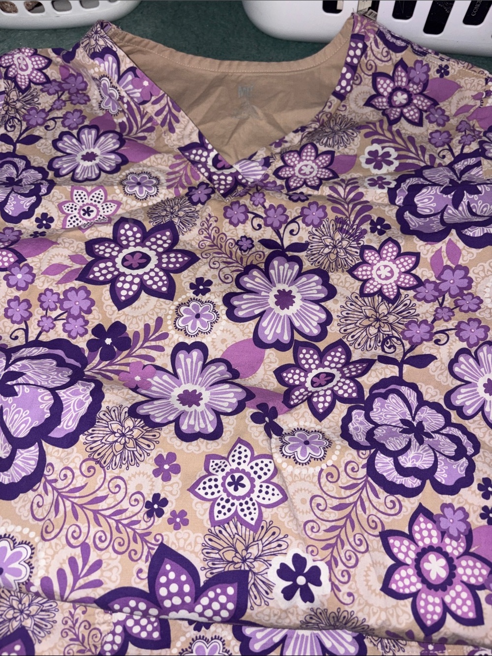 Purple Floral V-Neck Women’s  scrub top